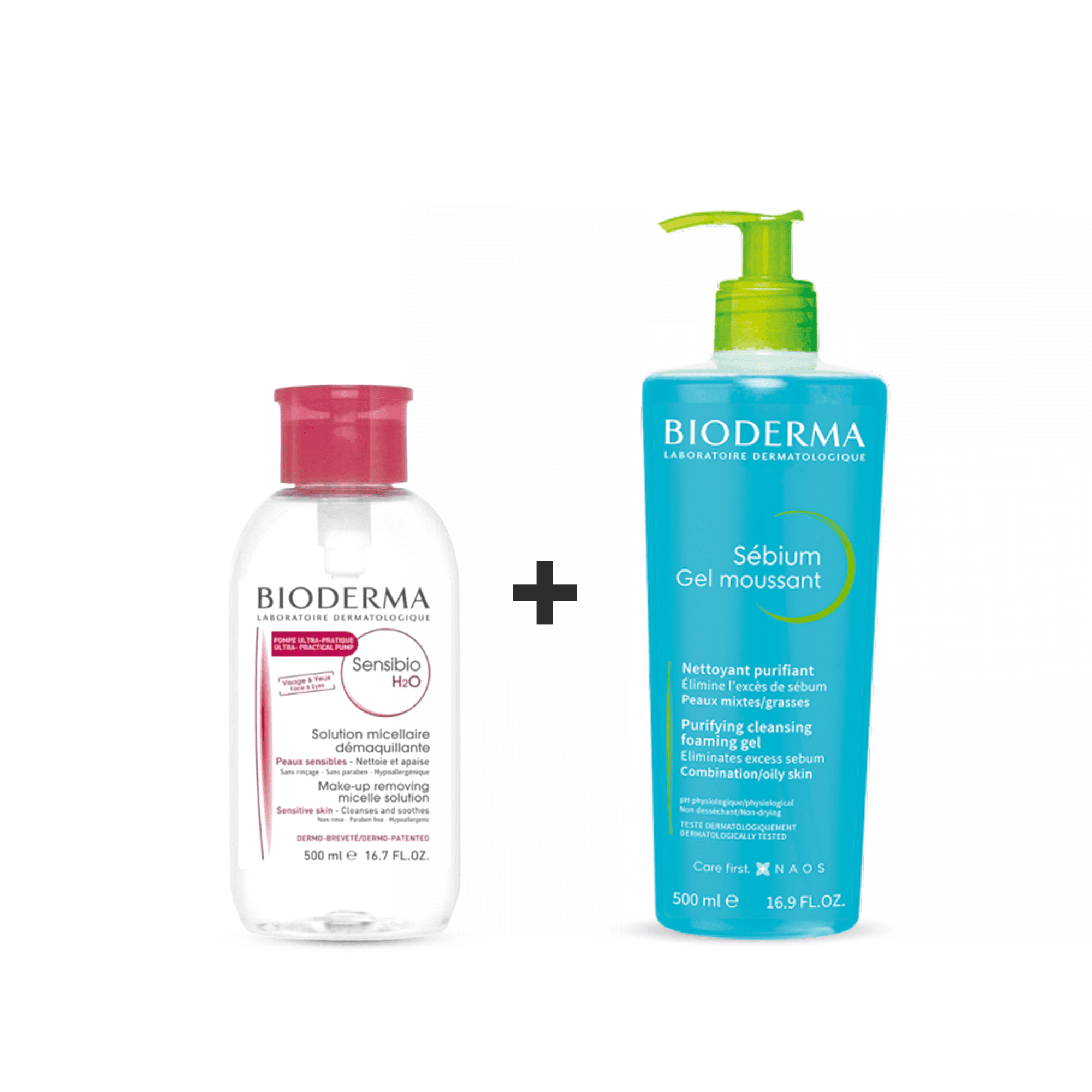 Sensibio H2O Micellar Water 500ml + Sebium Moussant Purifying 500ml
