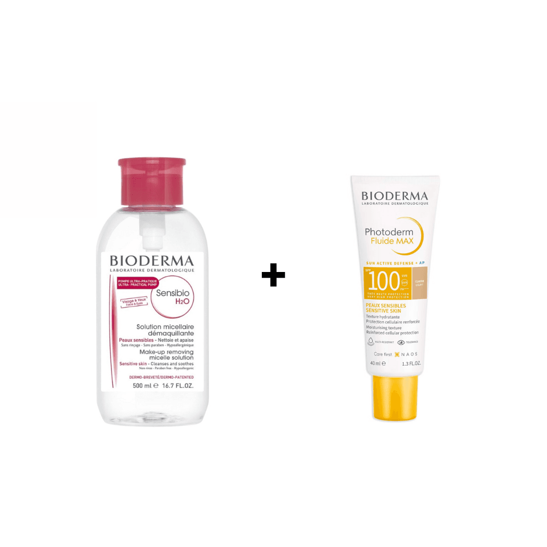 Sensibio H2O 500ml (Pump) + Photoderm Fluide MAX SPF100 Light 40ml